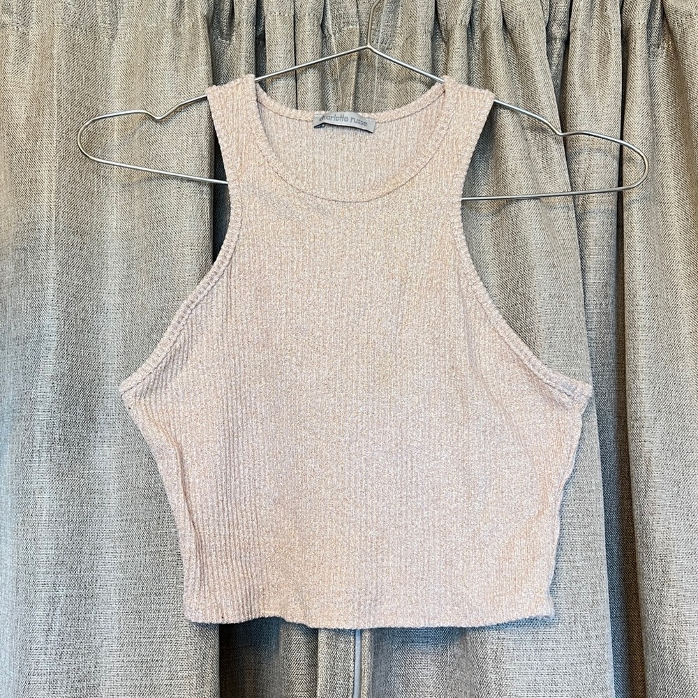 Gold and Beige Racer Back Crop Top